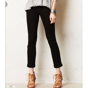 Level 99 Black Twill Lily Crop Skinny Straight